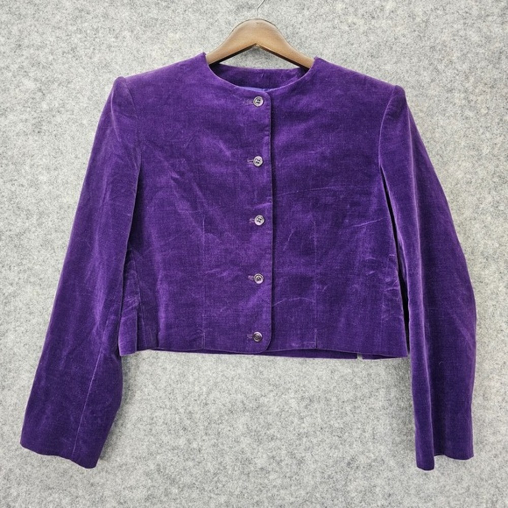 Vintage Whimsigoth Velvet Crop Jacket Womens XS Purple Edwardian Cocktail UPWARD